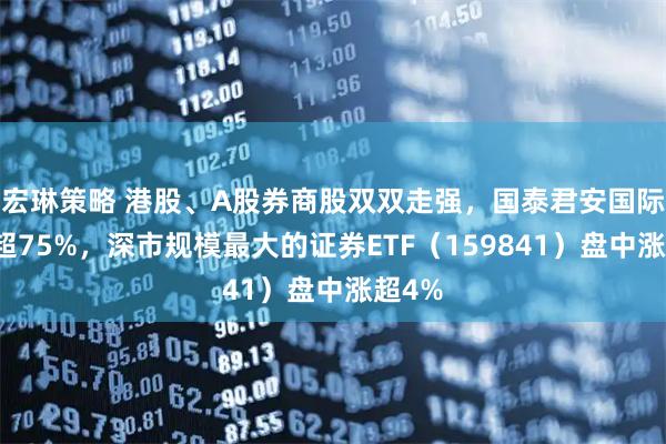 宏琳策略 港股、A股券商股双双走强，国泰君安国际大涨超75%，深市规模最大的证券ETF（159841）盘中涨超4%